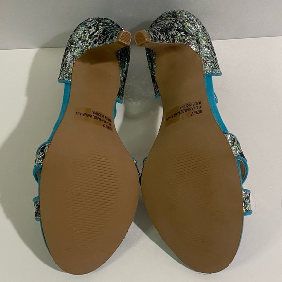 Qupid Women's 7 Blue Glitter Heels - Picture 6 of 8
